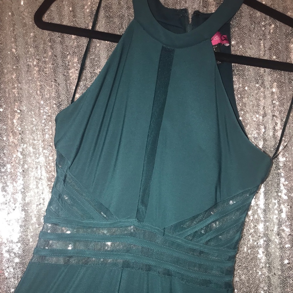 Long green formal gown